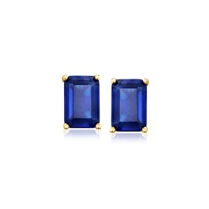 RS Pure by Ross-Simons 1.10 ct. t.w. Emerald-Cut Lab-Grown Sapphire Earrings in 18kt Gold Vermeil - 1 of 4