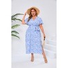 Womens Plus Size Casual Dresses Wrap V Neck Maxi Dress - 4 of 4
