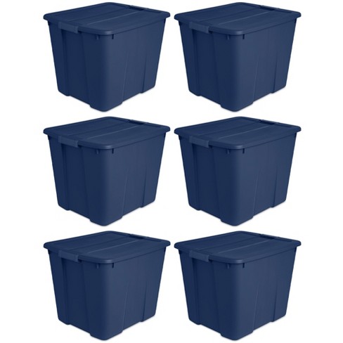 Sterilite 64 Quart Latching Hinged See-through Plastic Stacking Storage  Container Tote With Recessed Lids For Home Organization, Marine Blue (6  Pack) : Target