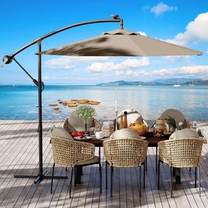 10FT Cantilever Umbrella with Cross Base – Outdoor Offset Patio Umbrella with Infinite Tilt & Crank Lift, Fade-Resistant Canopy - 1 of 4