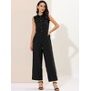 Allegra K Women's Button Down Collared Wide Leg Tie-Waist Sleeveless Cargo Jumpsuits - 4 of 4