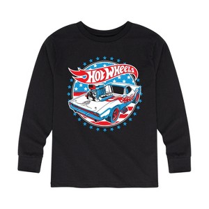 Boys' - Hot Wheels - Red, White and Blue Muscle Car Long Sleeve Graphic T-Shirt - 1 of 4