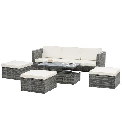 GlasFlength Patio Seating Sets, Modern Outdoor Lounge Sets Designed for Ultimate Relaxation, Revolutionize Your Patio, Beige, 82.5"*27.5"*26.7"