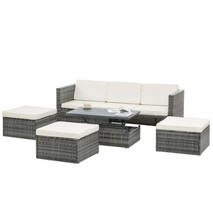 GlasFlength Patio Seating Sets, Modern Outdoor Lounge Sets Designed for Ultimate Relaxation, Revolutionize Your Patio, Beige, 82.5"*27.5"*26.7" - 1 of 4