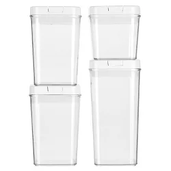 mDesign Airtight Food Storage Container with Lid for Kitchen, Set of 4 - Clear