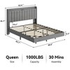 Floating Bed Frame with LED Lights Upholstered Platform Bed Frame with Charging Station and Storage Headboard No Box Spring Needed - 2 of 4