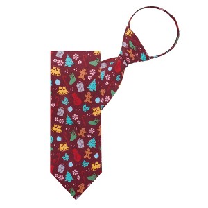 Jacob Alexander Men's Christmas Tree Décors Snowman Gingerbread Gifts Snowflakes Pre-Tied Zipper Neck Tie - 1 of 3