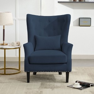 HYLOERY Corduroy Modern 31.29'' Wingback Chair Upholstered Armchair with Tufted Design and Lumbar pillow for Bedroom Living Room,Club - 1 of 4