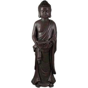 Northlight 19.5" Gray Standing Buddha with Lotus Outdoor Garden Statue
