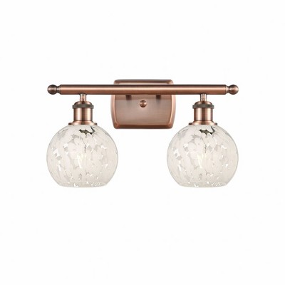 White Mouchette - 2 Light Bath Vanity In Modern Style-9 Inches Tall and 16 Inches Wide