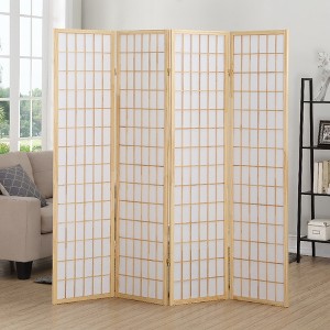KWPZQEB 4 Panel Room Divider, Oriental Shoji Screen, 72" Folding Privacy Screen, Freestanding Wall Decorative Privacy Screen for Living Room - 1 of 4