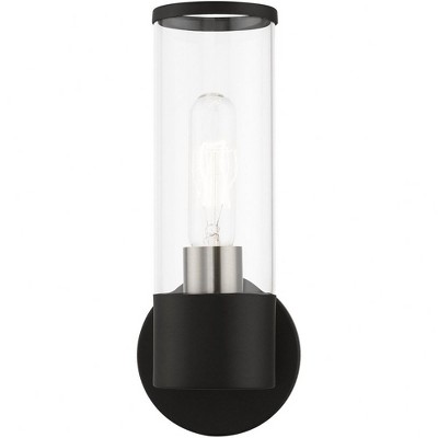Sleek Urban Black and Nickel Dimmable Glass Sconce