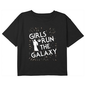 Girl's Star Wars Princess Leia Girls Run the Galaxy Silhouette Crop T-Shirt - 1 of 3