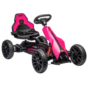 Aosom 12V Electric Go Kart for Kids, Outdoor Ride-On Toy with Forward Backward Drive & Adjustable Speed, Gift for Child 3-8 Years Old, Pink - 1 of 4