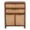 The Urban Port 35" Tall Dresser Chest Woven Rattan Cabinet Doors and Drawer Fronts Handcrafted Mango Wood Brown - 2 of 4