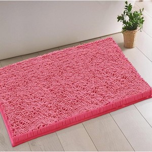 Home Mart Goods Hot Pink Large Soft Cozy Plush Chenille Bath Mat Bathroom Rug - 24"x16" - 1 of 4