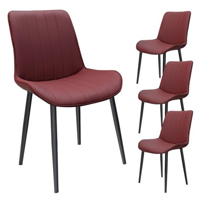 NicBex PU Leather Dining Chair Set of 2/4,Wave Pattern Upholstered Armless Chair with Metal Legs,Kitchen Chairs for Restaurant,Living,Meeting Room