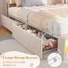 Twin Upholstered Platform Bed Frame with Storage Headboard and 4 Drawers, LED Velvet Princess Bed for Kids Girls - 3 of 4