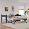 Acekool Daybed with Pop-Up Trundle, Metal Twin Bed Frame with Sofa-to-Bed Headboard, Reinforced Steel Slat Support, Rustic Brown - 2 of 4