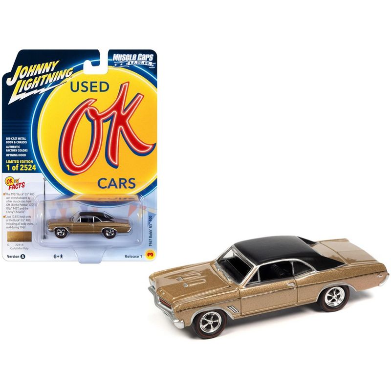 1967 Buick GS 400 Gold Mist Metallic w/Matt Black Top Limited Edition to 2524 pieces 1/64 Diecast Model Car by Johnny Lightning, 1 of 4