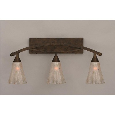 Toltec Lighting Bow 3 - Light Vanity in  Bronze with 5.5" Fluted Frosted Crystal Shade