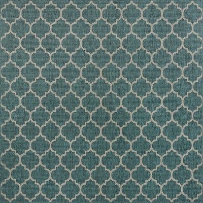 Teal and Gray Square Outdoor Synthetic Area Rug