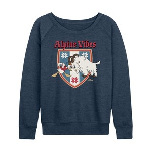 Women's - Disney - Alpine Vibes Lightweight French Terry Wide Neck Long Sleeve Graphic Shirt - 1 of 4