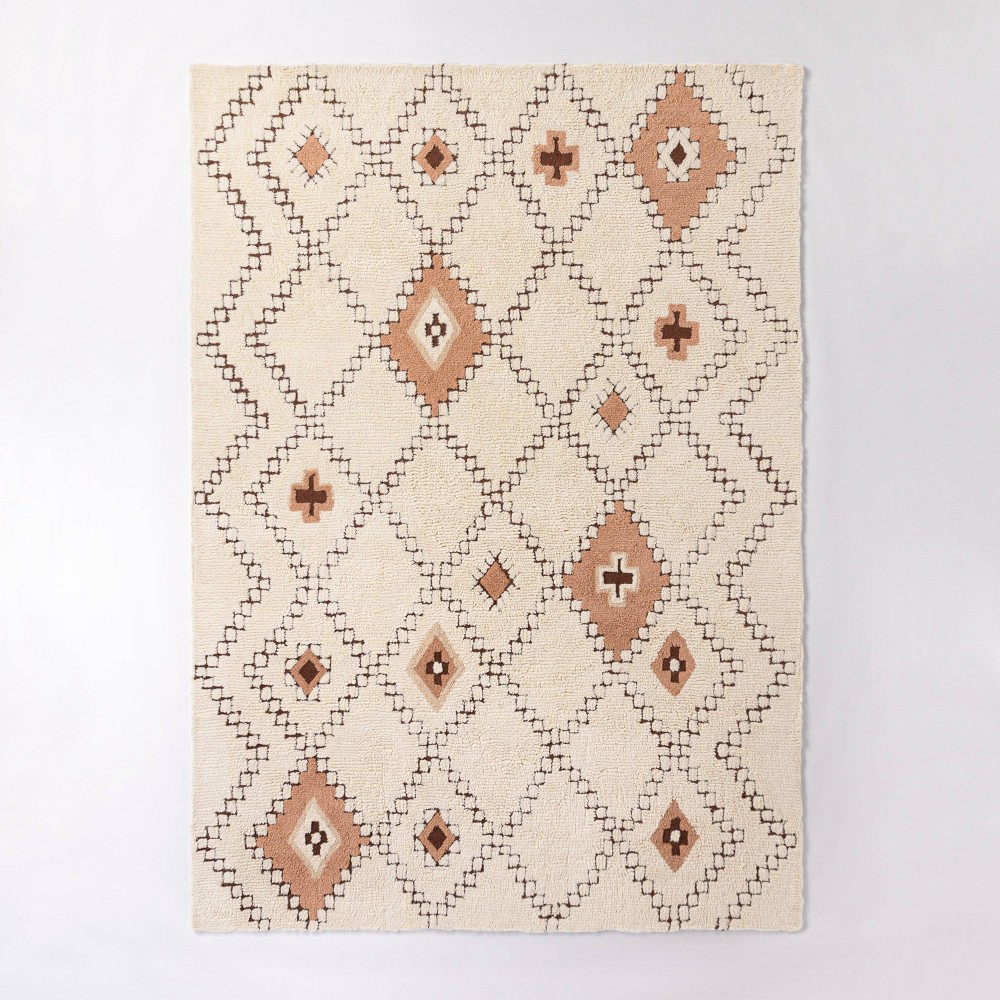 Photos - Area Rug 7'x10' Northridge Hand Tufted Wool Shag Diamond  Ivory - Threshold