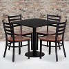 Emma and Oliver 30" Square Black Laminate Table Set, 4 Ladder Back Metal Chairs - 2 of 3