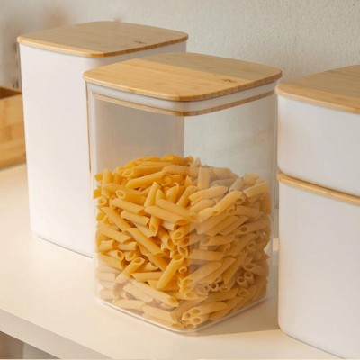 OU Airtight Food Storage Container 9.7cup, Clear Plastic Food Storage Container with Leak Proof Bamboo Lid, Stackable Kitchen Pantry Organizer — фото 4