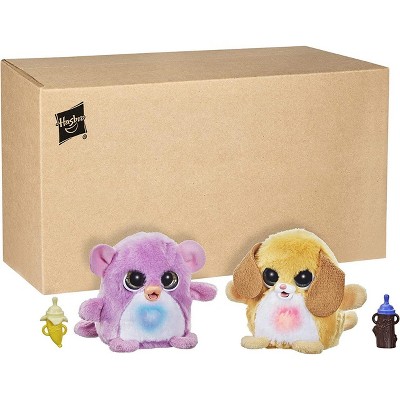 FurReal Fuzzalots Puppy and Monkey Interactive Color-Change Pets – 25+ Sounds and Reactions, Includes Bottle Accessories