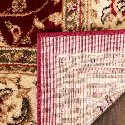 Lyndhurst Red and Ivory 4' Square Synthetic Area Rug