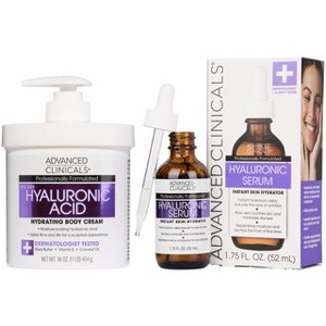 Advanced Clinicals Hyaluronic Acid Body Cream & Hyaluronic Acid Facial Serum Skin Care Bundle, 2 Piece Set - 1 of 4
