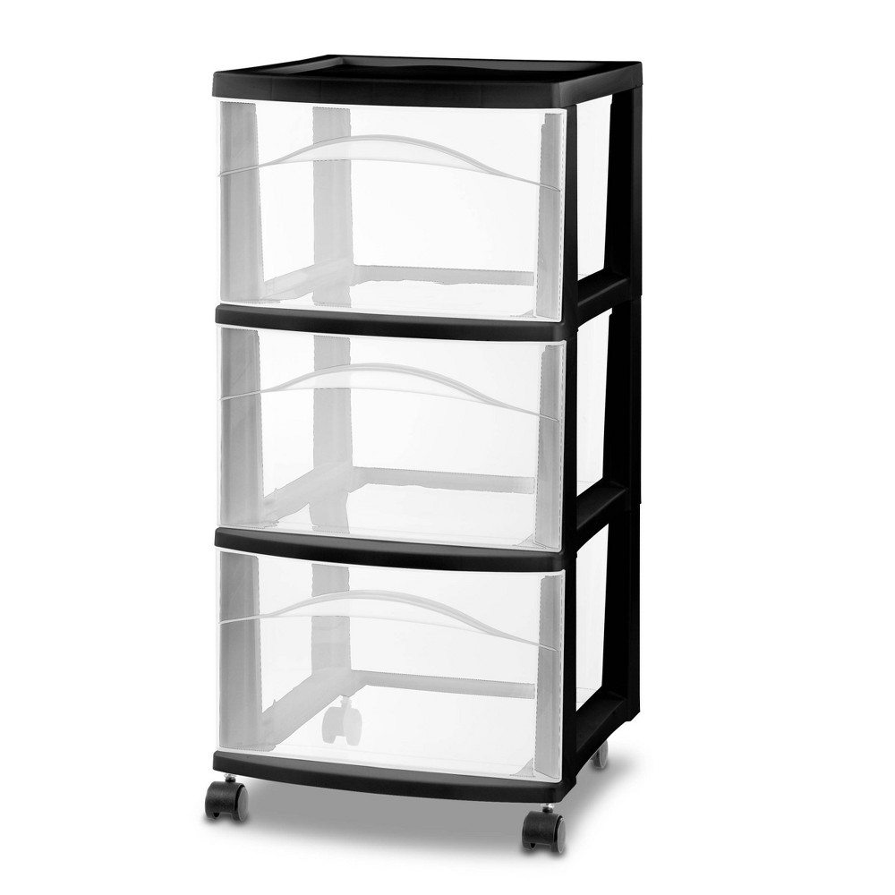 3 Drawer Medium Cart Black - Room Essentials