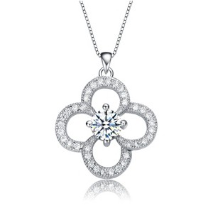 Guili Elegant Flower-Shaped Cubic Zirconia Pendant Necklace, crafted to enhance your beauty with its delicate and intricate design. - 1 of 3