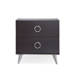 Gulches Black Nightstand, 20 Inch High, 2 Drawers with Round Single - Loop Handles, Metal Legs - 1 of 4