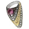 Slickblue Rhodium-Gold-Ruthenium Brass Ring with Multi-Color Grade CZ - Stylish Women's Jewelry, Size 6-9 - 2 of 3
