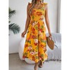 Womens Summer Floral Maxi Dresses Sleeveless Smocked Spaghetti Strap A Line Flowy Beach Long Desses - 2 of 4