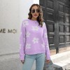 Garvee Women's Floral Sweaters Casaul Crewneck Long Sleeve Drop Shoulder Sweaters Pullover Tops - 3 of 4