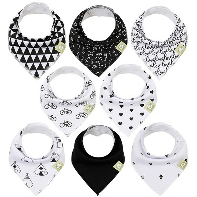 Image of 8pk Organic Baby Bandana Bibs, Baby Drool Bibs for Baby Boy, Girl, Baby Bibs for Infant, Newborn  (Monochrome)