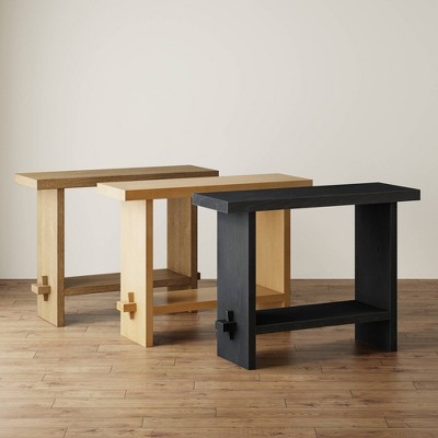 Virgo Black Oak Wood Console Table with Storage