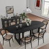 PexFix 67" x 33.5" Modern Farmhouse Kitchen Dining Room Table Furniture Oval Black Kitchen Table with Rattan Woven Legs for Kitchen Bar Living Room - 2 of 4