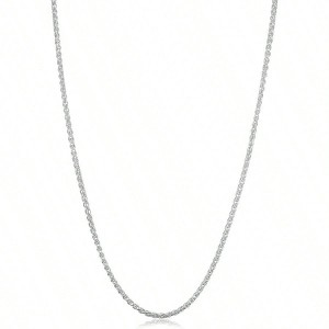 Round Wheat Chain Necklace, 1 - 2.6mm, Made in Italy This wheat chain is 2 millimeters wide and 24 inches or 60.9 centimeters long. - 1 of 4