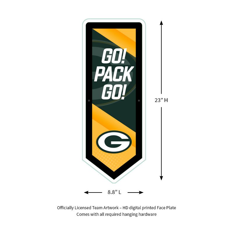 Evergreen Ultra-Thin Glazelight LED Wall Decor, Pennant, Green Bay Packers- 9 x 23 Inches Made In USA, 2 of 7