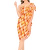 LA LEELA Women's Summer Beachwear Sarong Bikini Wraps Swim Cover Up Wrap Skirt Swimwear Swimsuit Beach Coverups for Women One Size Orange,Check - 3 of 4