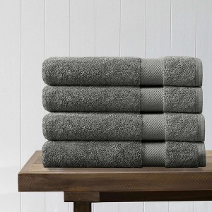 Delara 100% Organic Cotton 650 GSM Long Staple, Soft, Quick Dry & Ultra-Absorbent Bath Sheet (Pack of 4) - 1 of 4