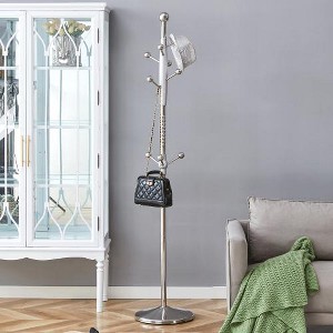 TOBILI Stainless Steel Spray Painted Hanger,Modern Silver Stainless Steel Coat Rack,Solid Wood Reinforcement At The Bracket - 1 of 4