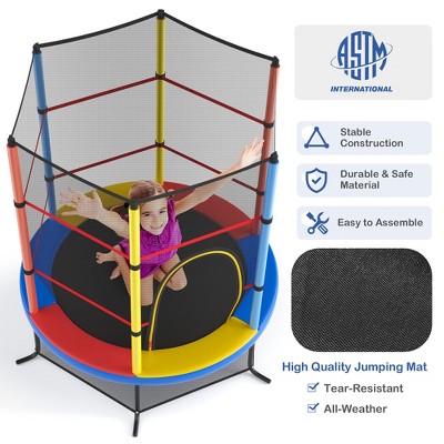 55'' Yellow Kids Trampoline with Enclosure Net