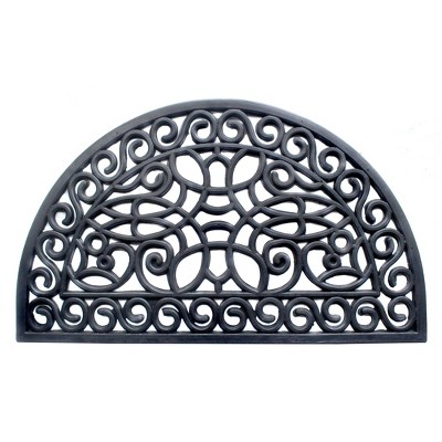 RugSmith Black Moulded Trellis Half-round Rubber Doormat Doormat