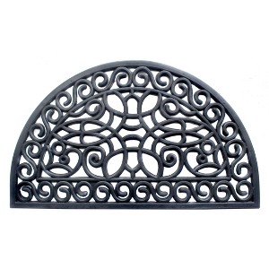 RugSmith Black Moulded Trellis Half-round Rubber Doormat Doormat - 1 of 4